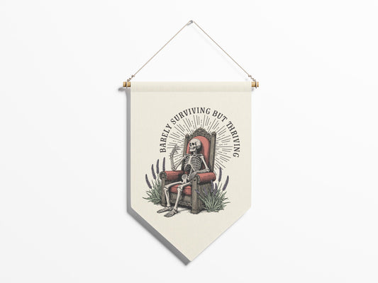 Spooky Custom Canvas Banner, Skeleton Wall Art, Goth Room Decor