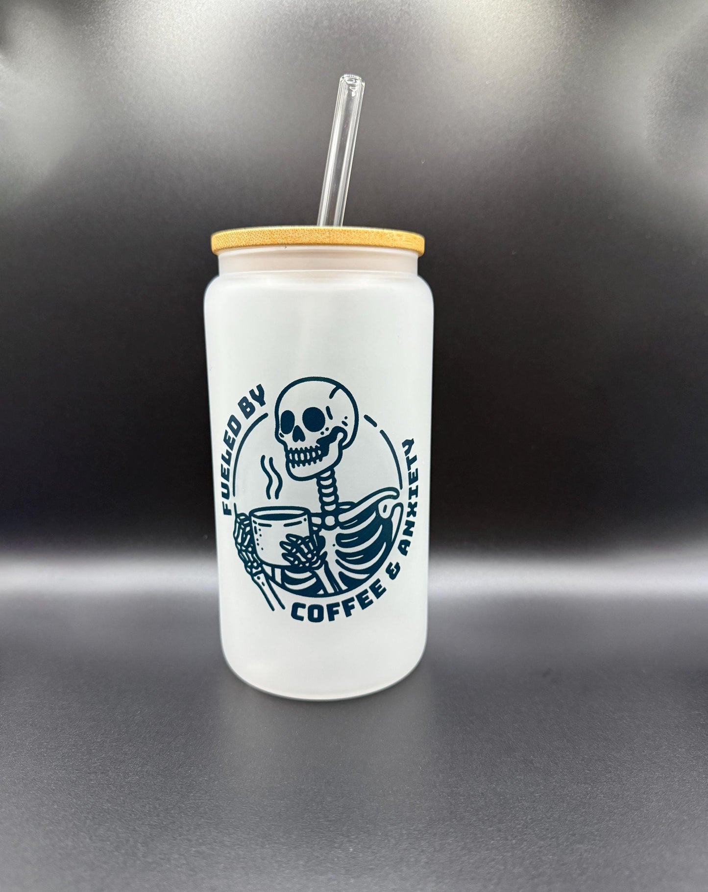 Frosted Glass Tumbler 18oz - Witchy Goth Coffee Cup