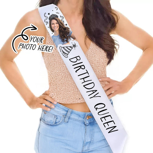 Custom Photo Party Sash - Birthday, Bachelorette, Wedding