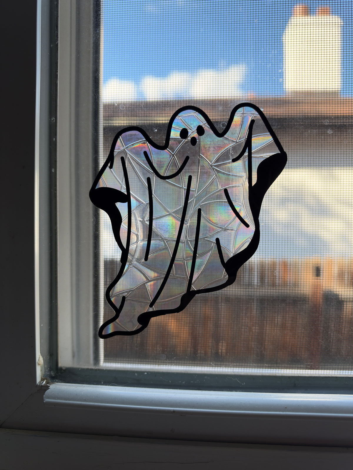 Ghost Window Cling - Iridescent Rainbow Suncatcher Halloween Decor