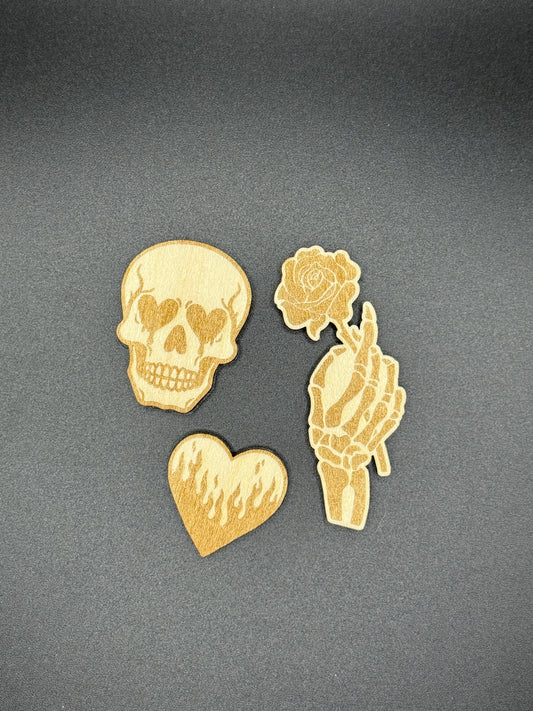 Gothic Heart Magnet Set | Skull, Rose, Spooky Valentine's