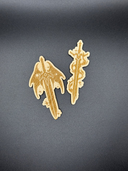 Stardust Swords Magnet Set | Laser Cut Wood, Gothic Home Decor