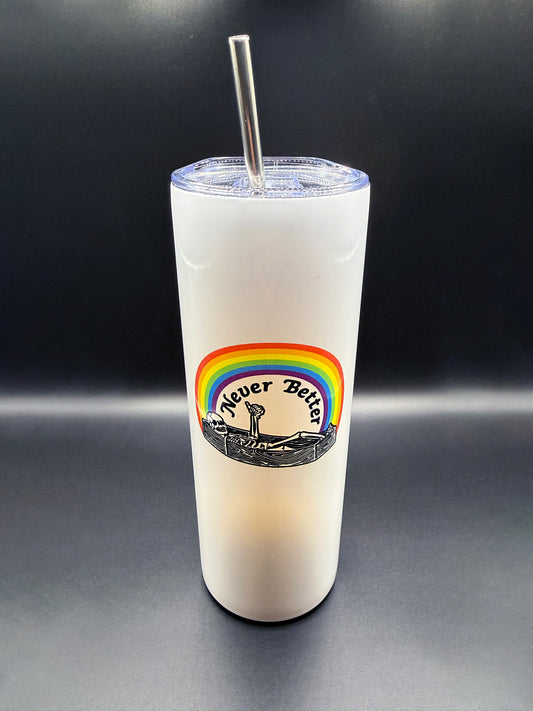 Dark Humor 20oz Stainless Steel Tumbler – Sarcastic Goth Skeleton & Spooky Designs