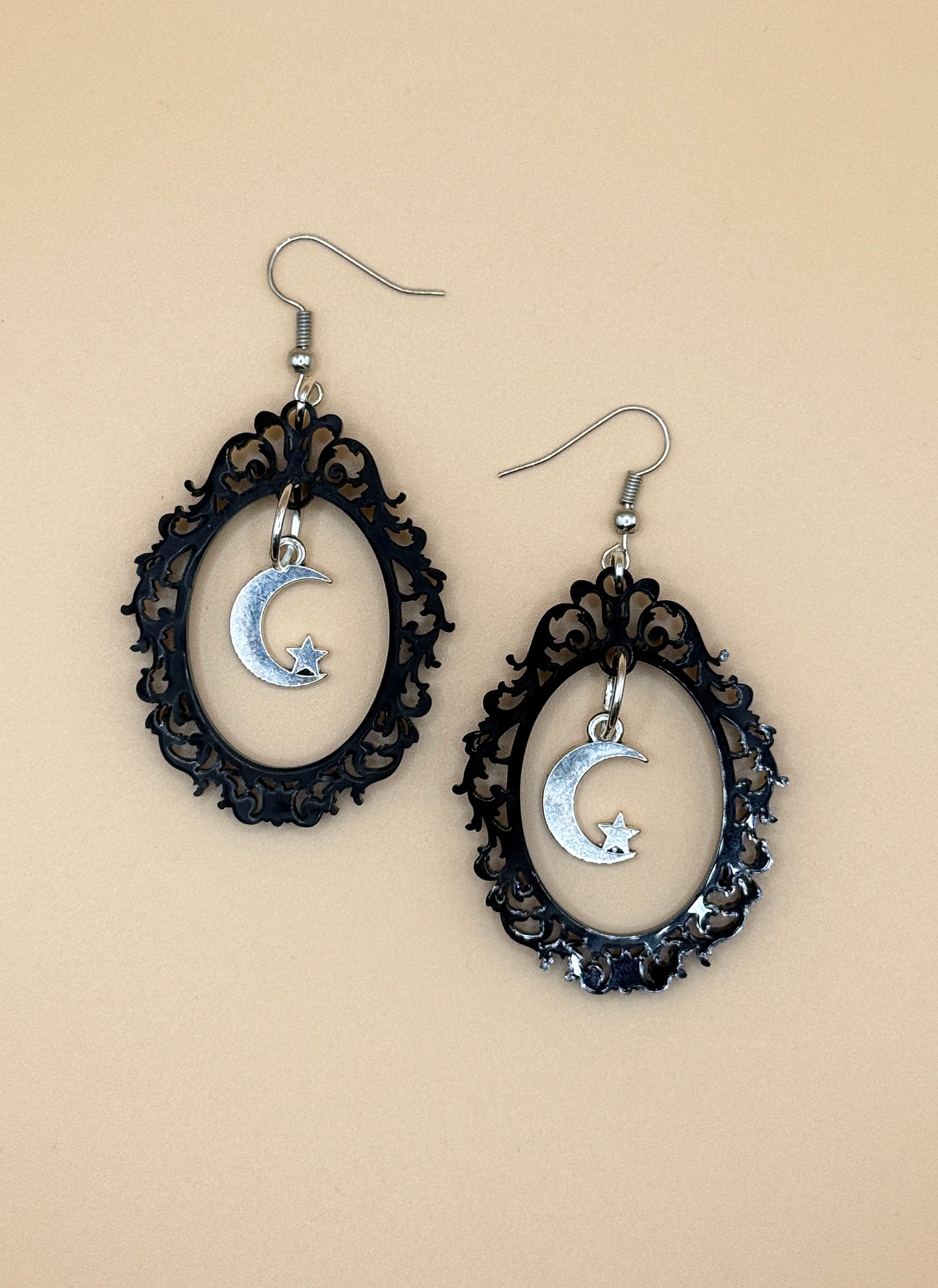Celestial Gothic Earrings | Moon & Star Dangle Earrings | Whimsical Alternative Jewelry