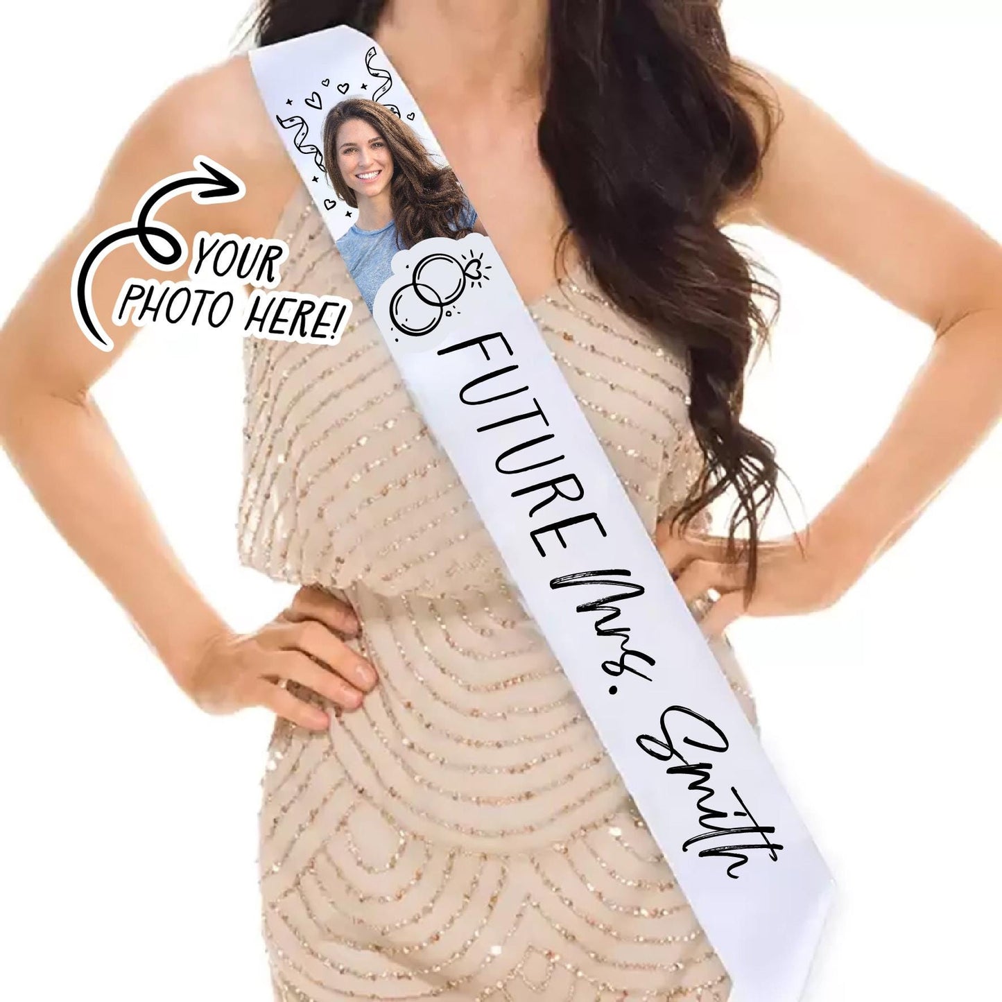 Custom Photo Party Sash - Birthday, Bachelorette, Wedding