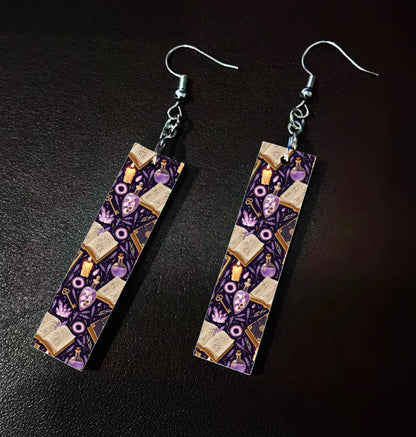 Personalized Spooky Earrings – Custom Goth Dangle Drops, Ravens, Potions, Skulls