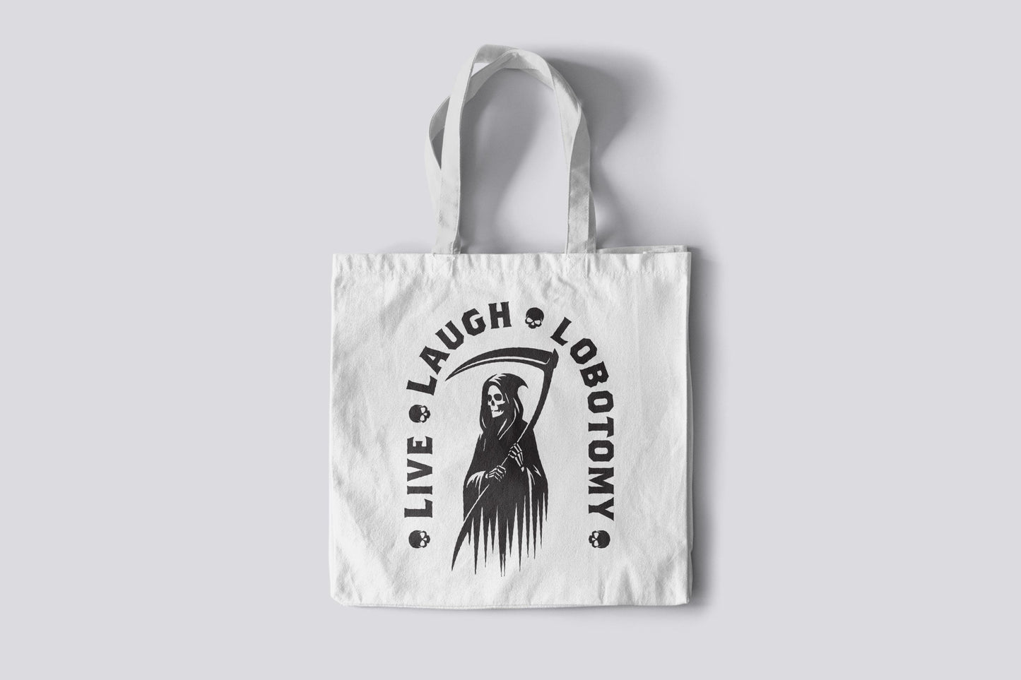 Gothic Canvas Tote Bag with Skeleton Design – Dark Humor or Fully Custom Print