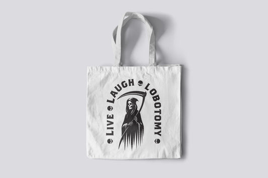 Gothic Canvas Tote Bag with Skeleton Design – Dark Humor or Fully Custom Print