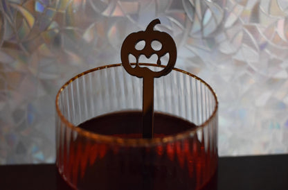Halloween Drink Stirrers with Jack-O-Lanterns - Set of 6