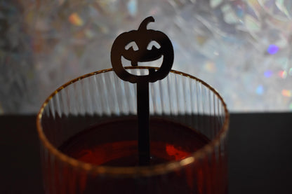 Halloween Drink Stirrers with Jack-O-Lanterns - Set of 6