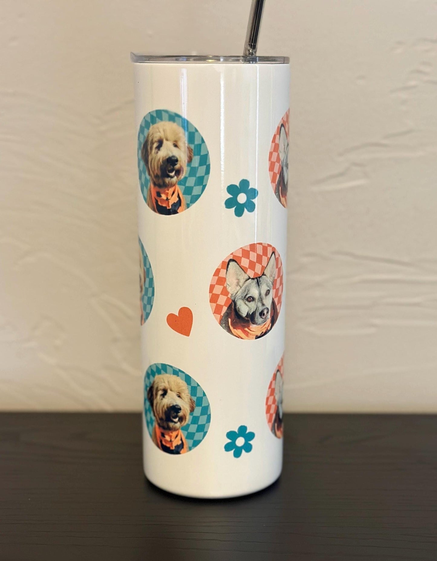 Custom Pet Portrait Stainless Steel Tumbler, Personalized Pet Lover Travel Cup