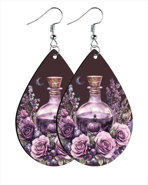 Personalized Spooky Earrings – Custom Goth Dangle Drops, Ravens, Potions, Pride Flag