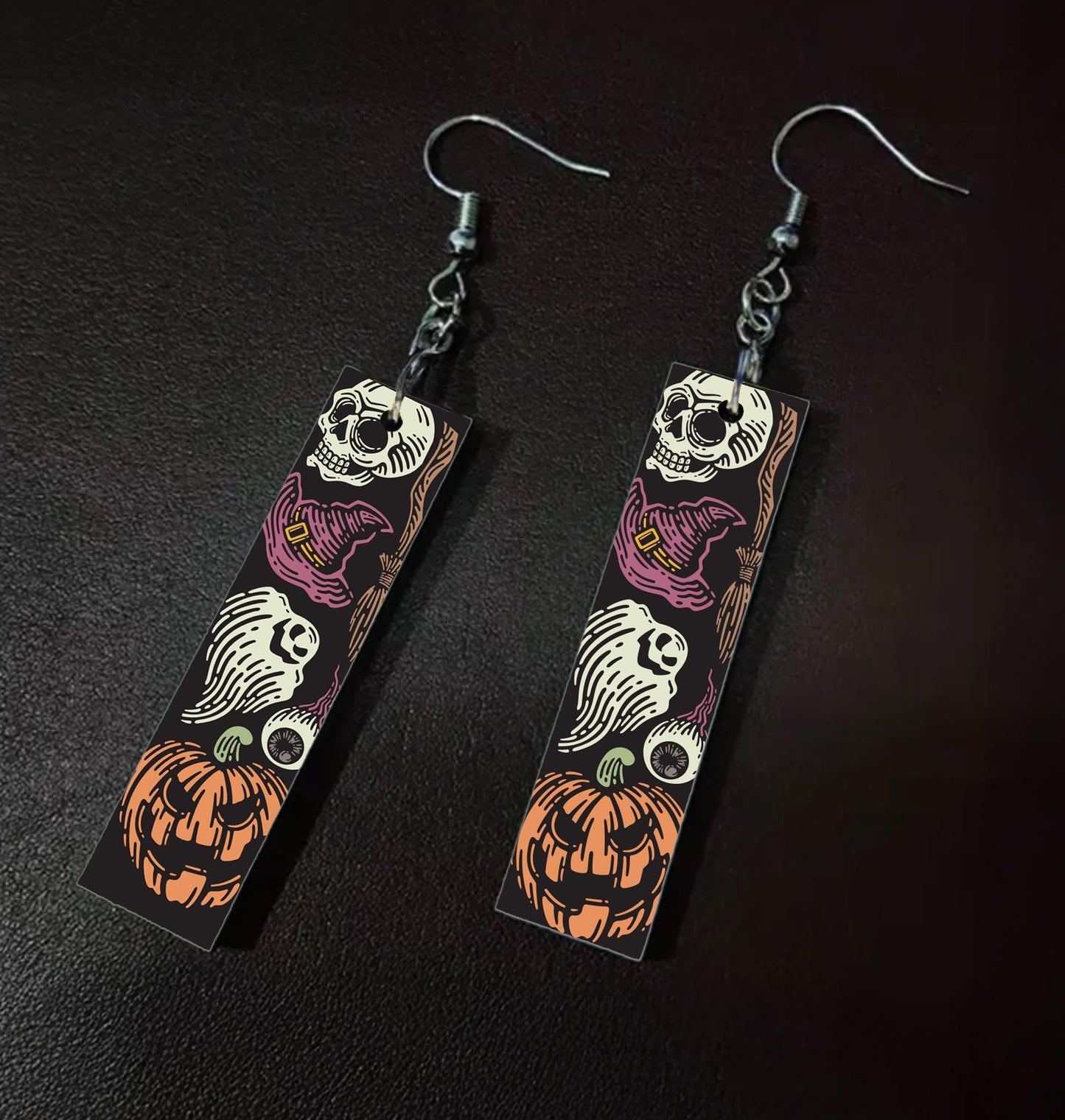 Personalized Spooky Earrings – Custom Goth Dangle Drops, Ravens, Potions, Pride Flag