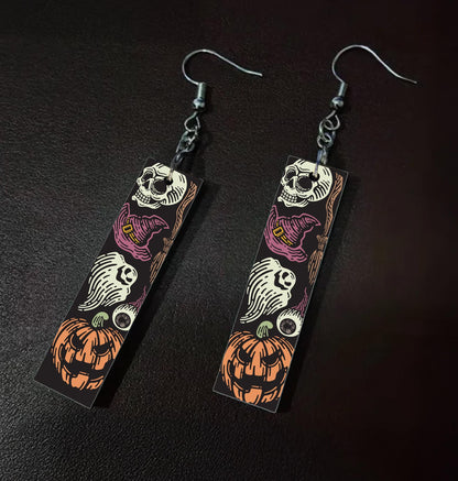 Personalized Spooky Earrings – Custom Goth Dangle Drops, Ravens, Potions, Skulls