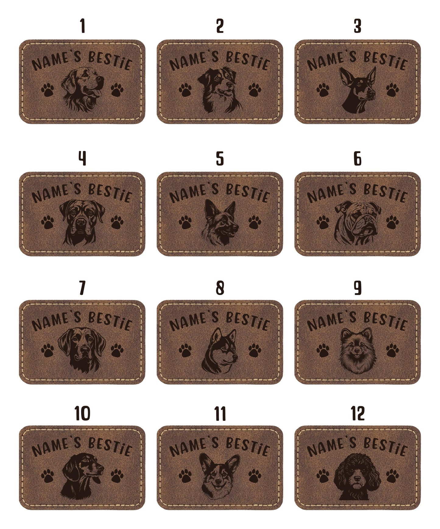 Custom Dog Breed Leatherette Patch with Name