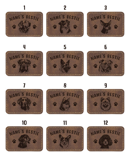 Custom Dog Breed Leatherette Patch with Name