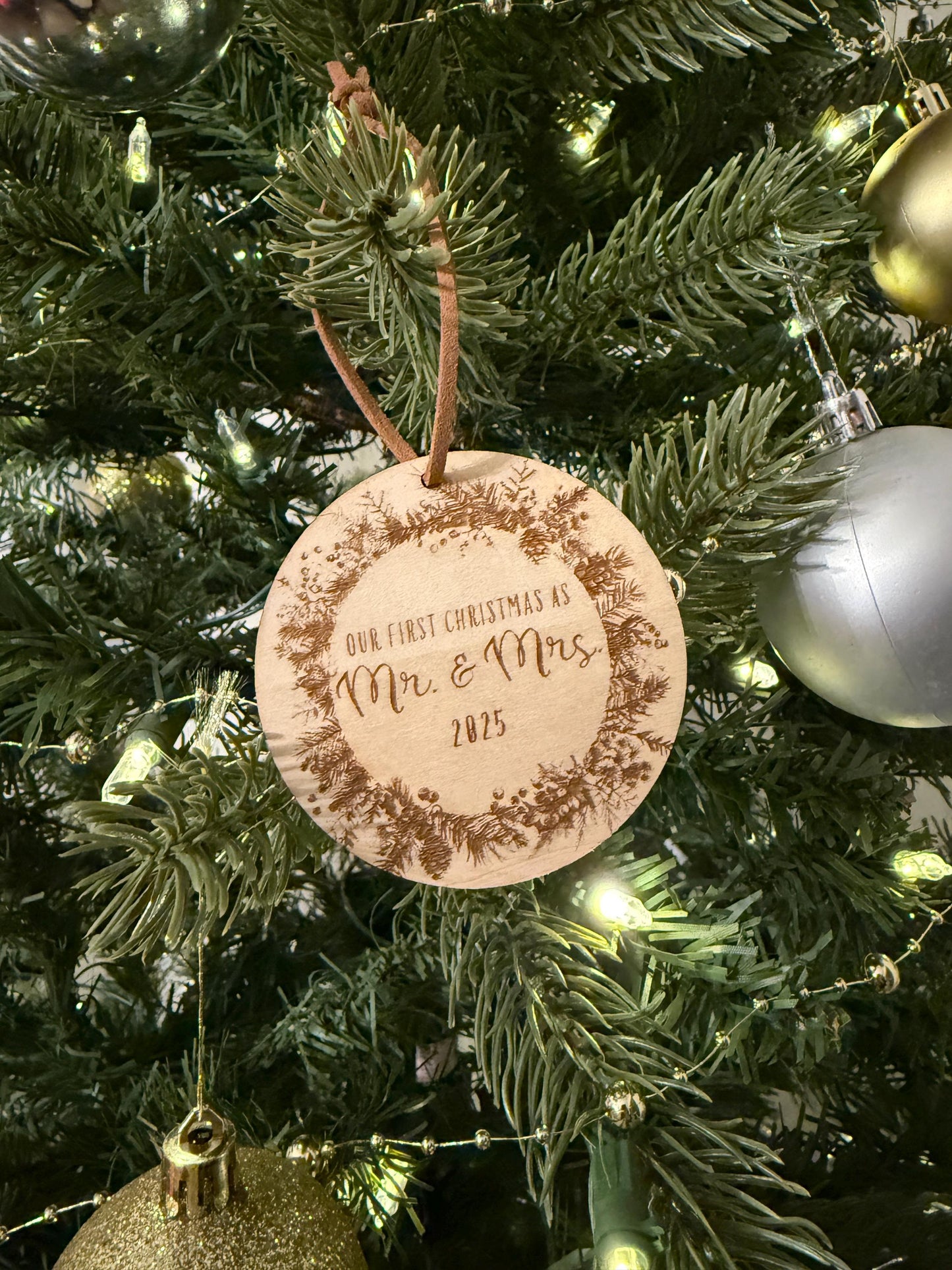 Engraved Wooden Christmas Ornament - New Home - Engaged - Wedding