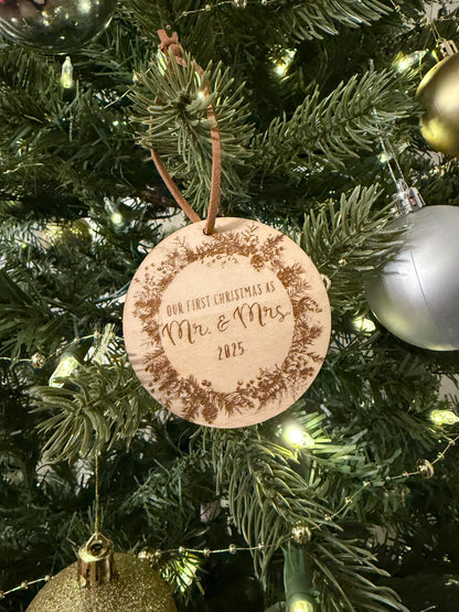 Custom Engraved Wooden Christmas Ornament