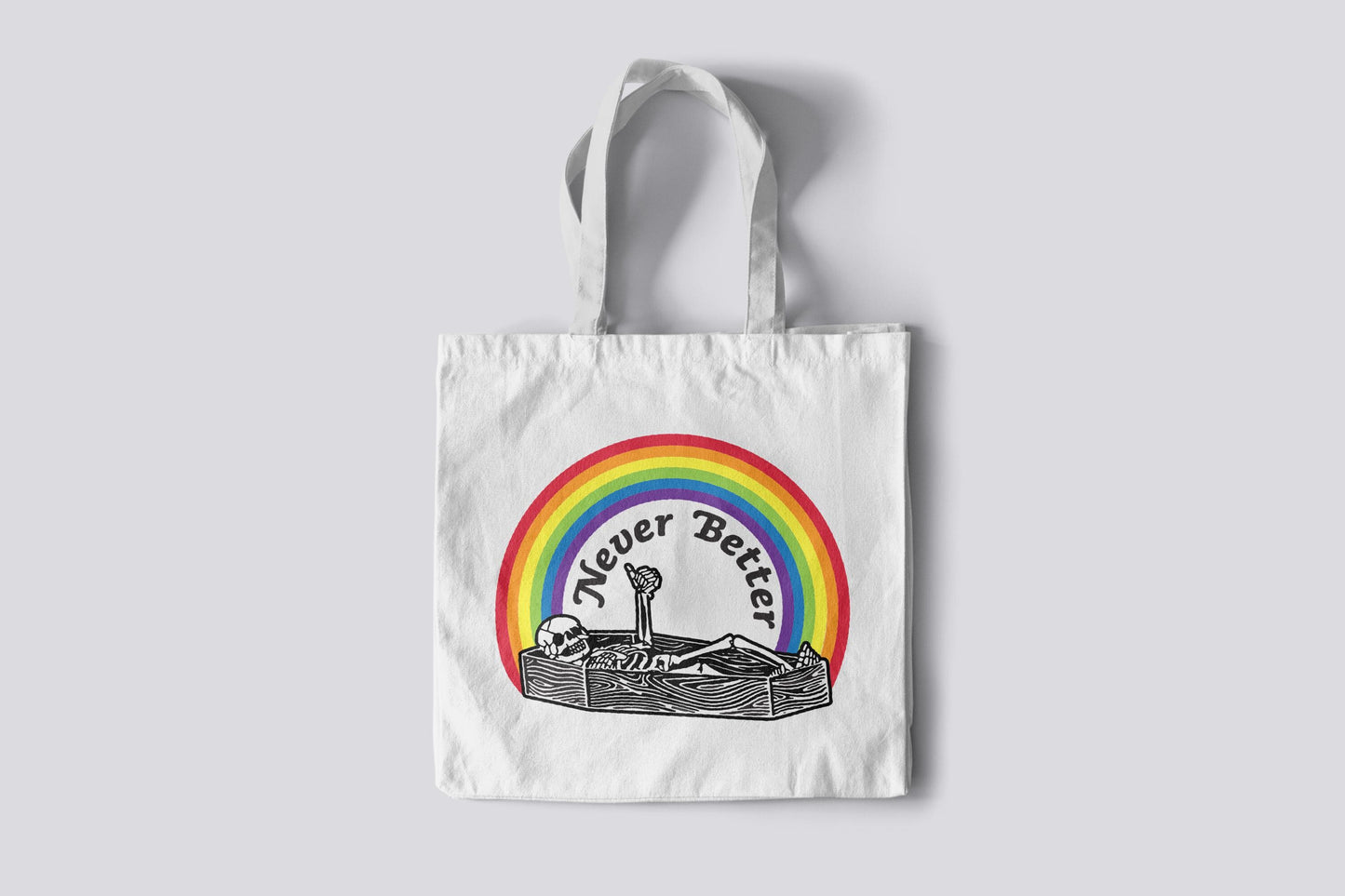 Gothic Canvas Tote Bag with Skeleton Design – Dark Humor or Fully Custom Print