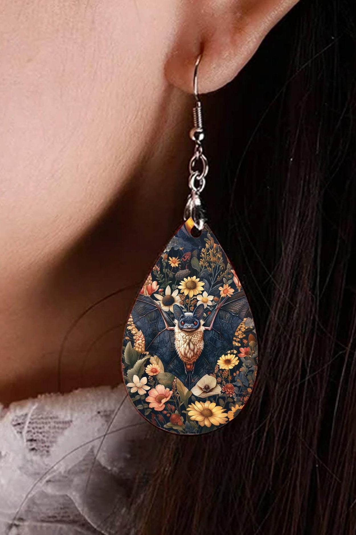 Personalized Spooky Earrings – Custom Goth Dangle Drops, Ravens, Potions, Pride Flag