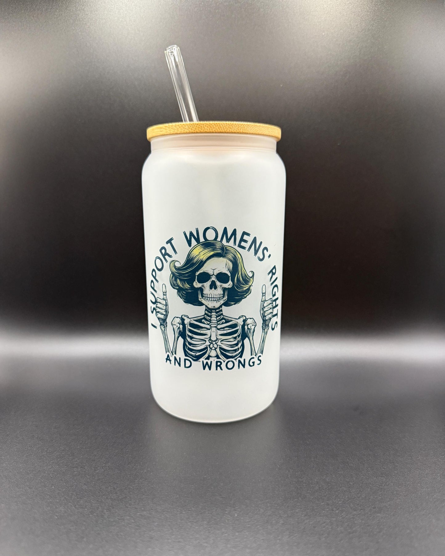 Frosted Glass Tumbler 18oz - Witchy Goth Coffee Cup