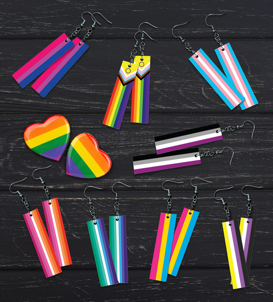 LGBTQIA+ Pride Flag Earrings – Rainbow, Lesbian, Gay Men, Transgender, Bisexual, Pansexual, Asexual Pride