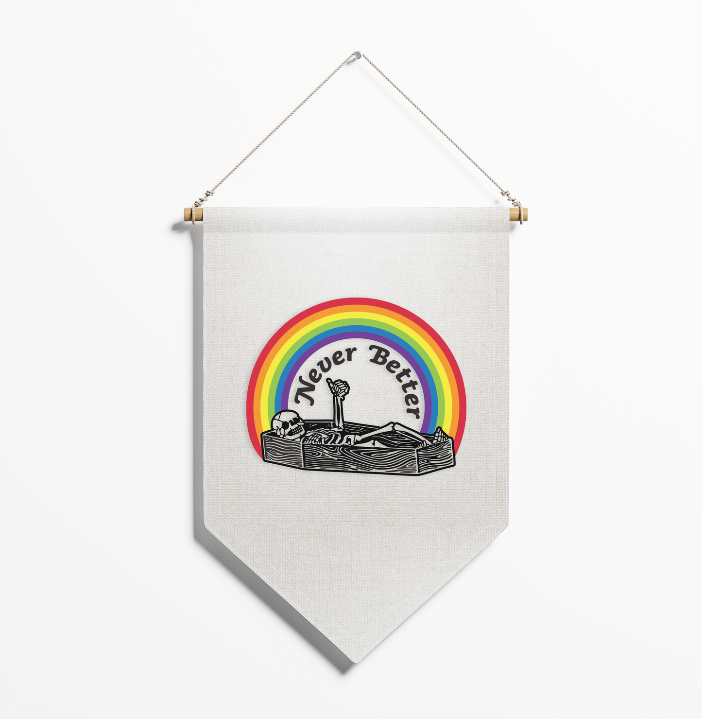 Funny Wall Banner, Alternative Room Decor, Dark Humor Decor, Goth Wall Hanging, Fabric Pennant, Cute Weird Wall Art