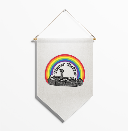 Funny Wall Banner, Alternative Room Decor, Dark Humor Decor, Goth Wall Hanging, Fabric Pennant, Cute Weird Wall Art