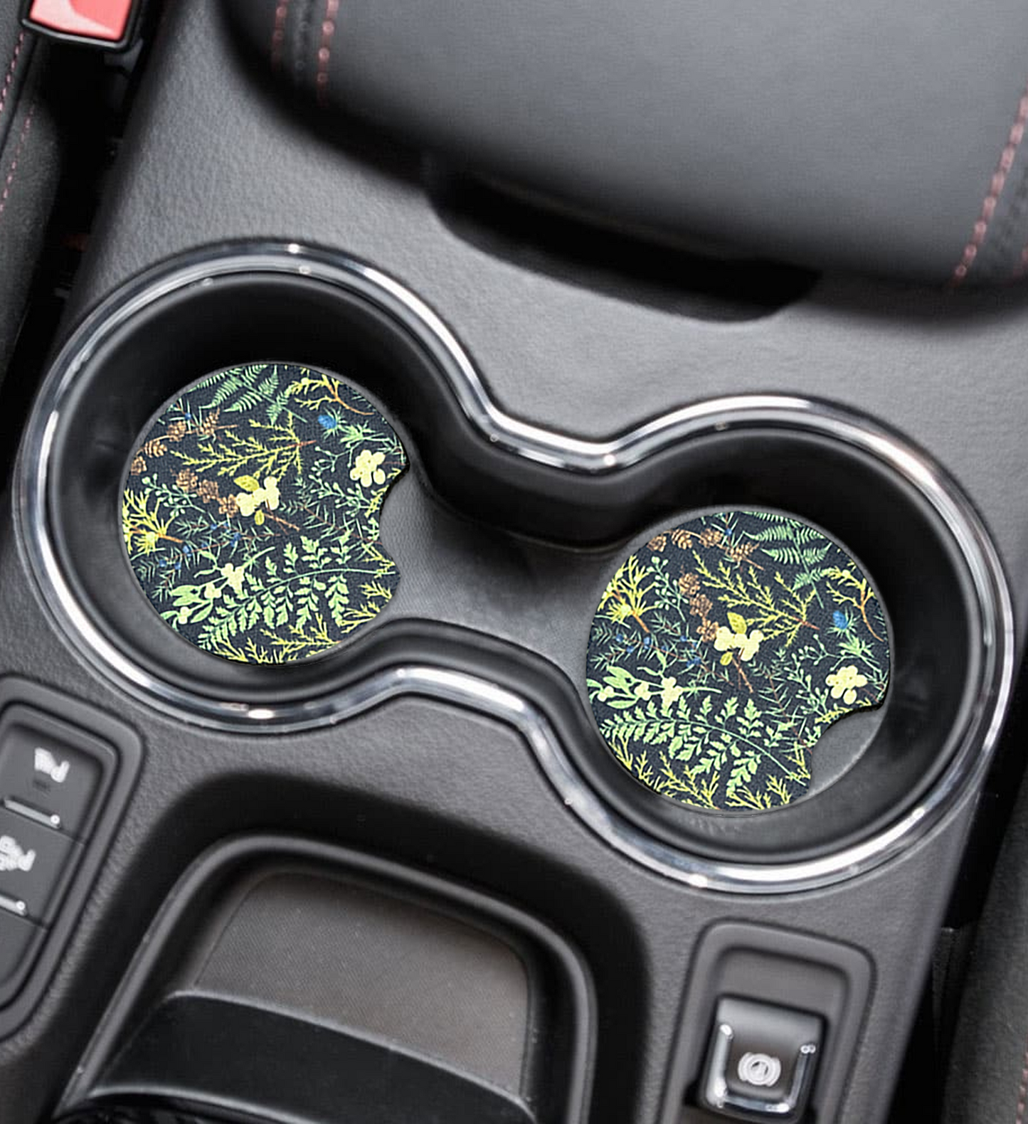 Whimsical Gothic Car Coasters | Handmade Alternative Car Accessories | Cup Holder Coaster Set