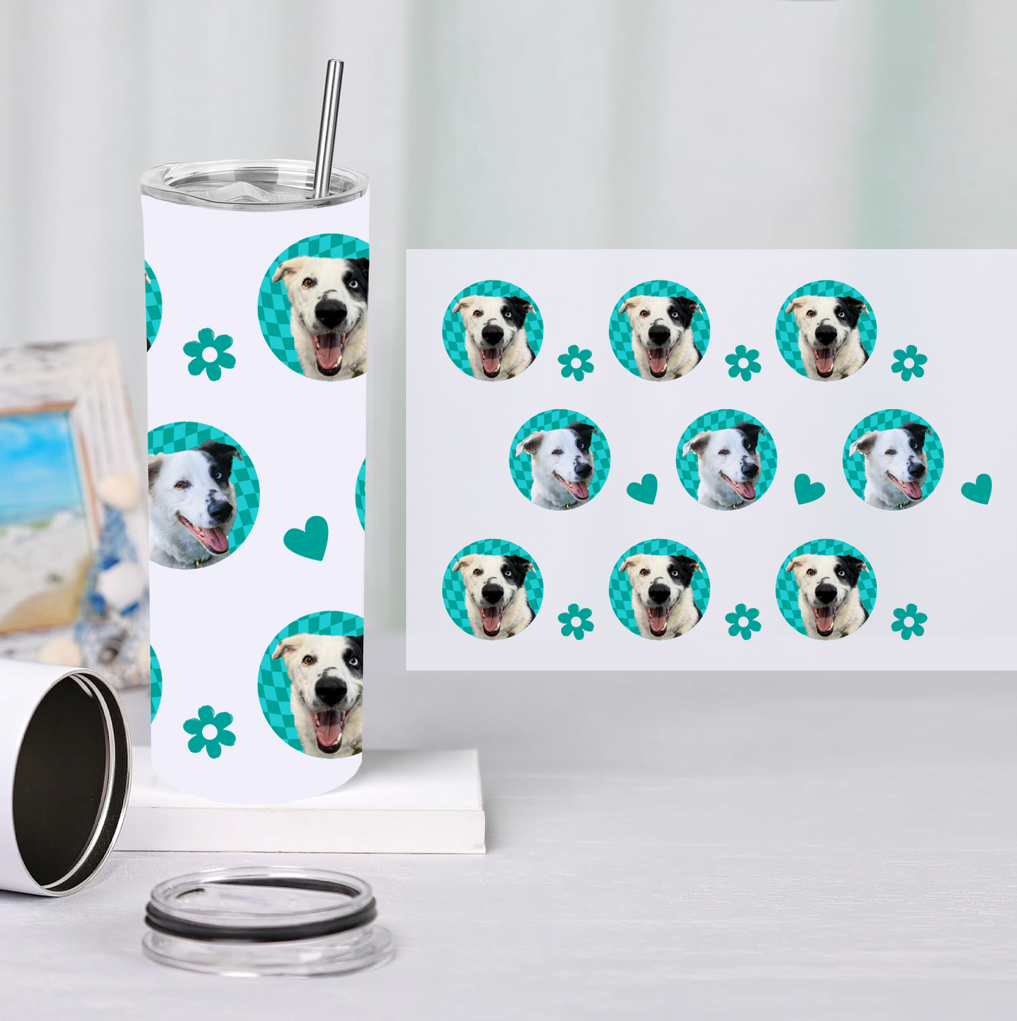 Custom Pet Portrait Stainless Steel Tumbler, Personalized Pet Lover Travel Cup
