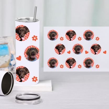 Custom Pet Portrait Stainless Steel Tumbler, Personalized Pet Lover Travel Cup