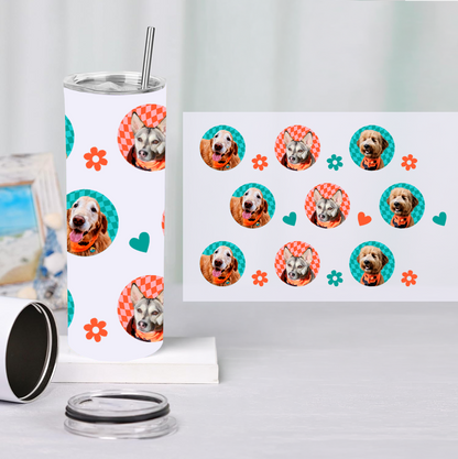 Custom Pet Portrait Stainless Steel Tumbler, Personalized Pet Lover Travel Cup