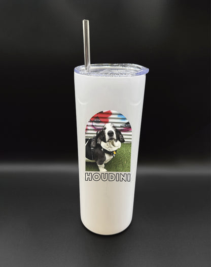 Custom Pet Photo Stainless Steel Tumbler, Personalized Pet Lover Travel Cup