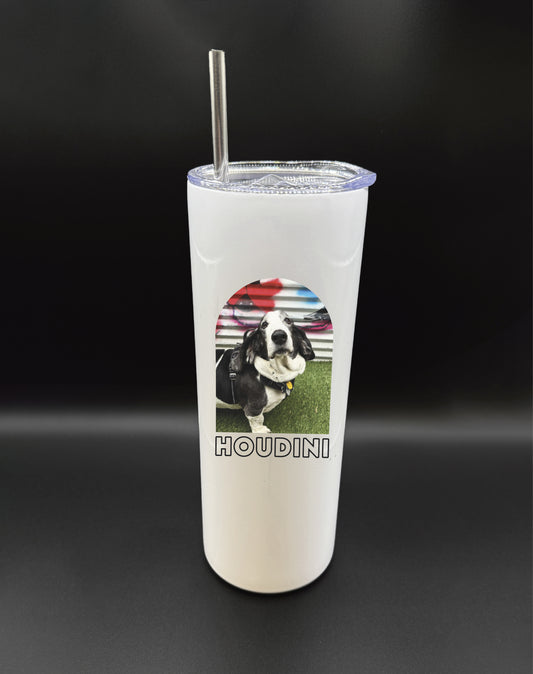 Custom Pet Photo Stainless Steel Tumbler, Personalized Pet Lover Travel Cup