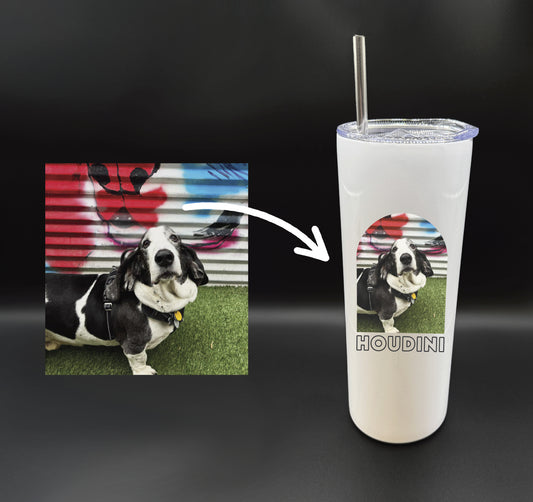 Custom Pet Photo Stainless Steel Tumbler, Personalized Pet Lover Travel Cup