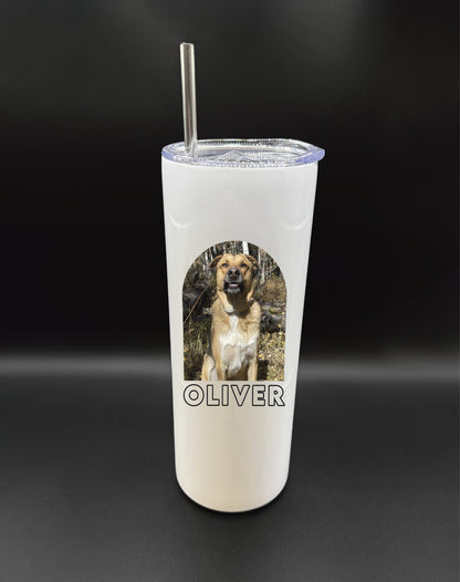 Custom Pet Photo Stainless Steel Tumbler, Personalized Pet Lover Travel Cup