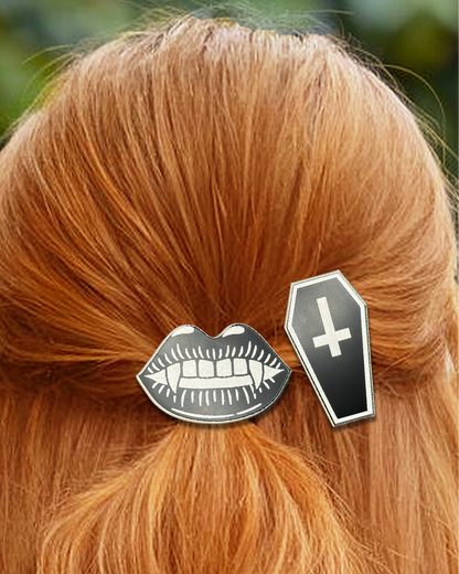 Midnight Bite Hair Clip Set | Goth Hair Accessory | Spooky Hair Barrette | Halloween Hair Clip