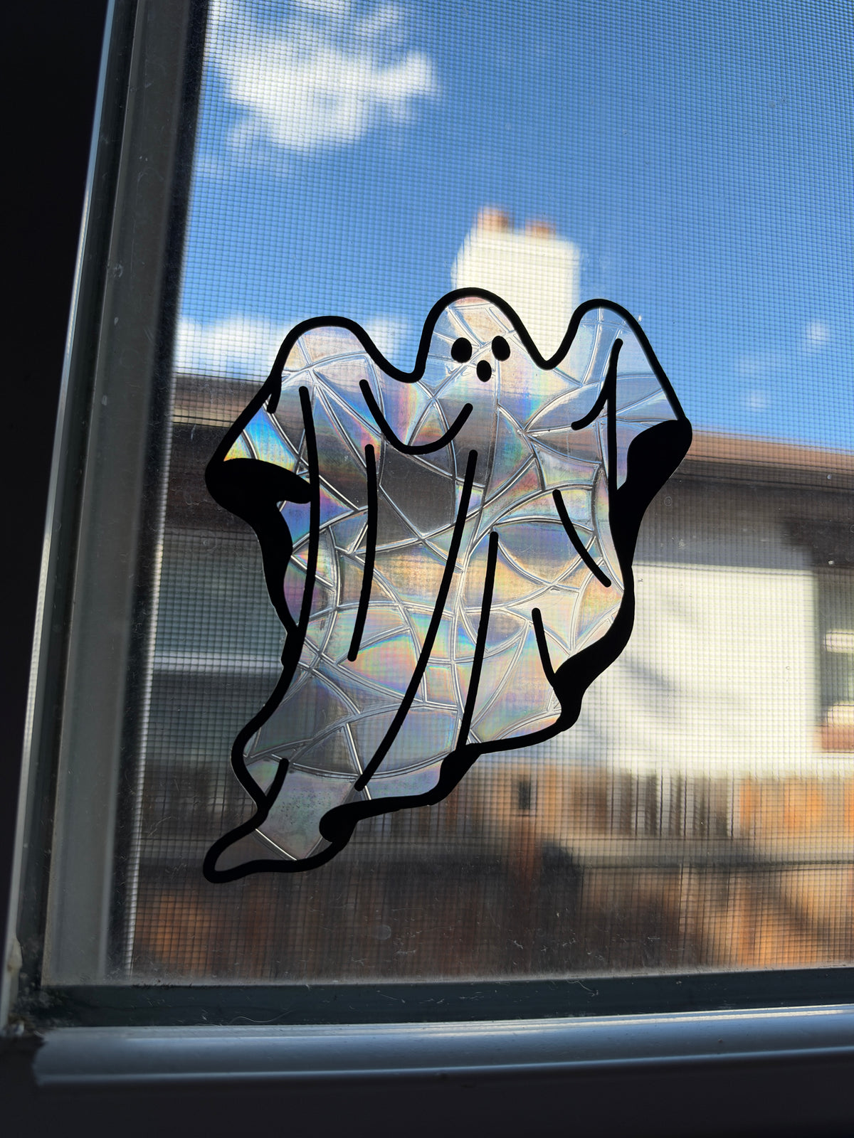 Ghost Window Cling - Iridescent Rainbow Suncatcher Halloween Decor