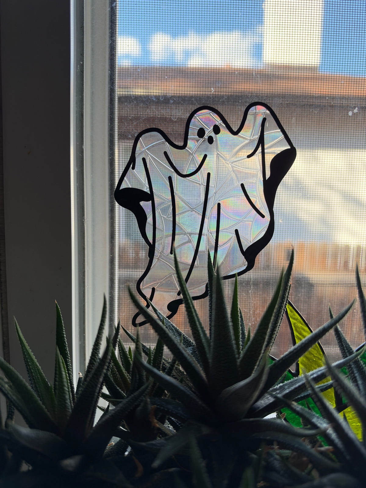 Ghost Window Cling - Iridescent Rainbow Suncatcher Halloween Decor