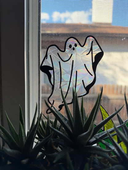 Ghost Window Cling - Iridescent Rainbow Suncatcher Halloween Decor