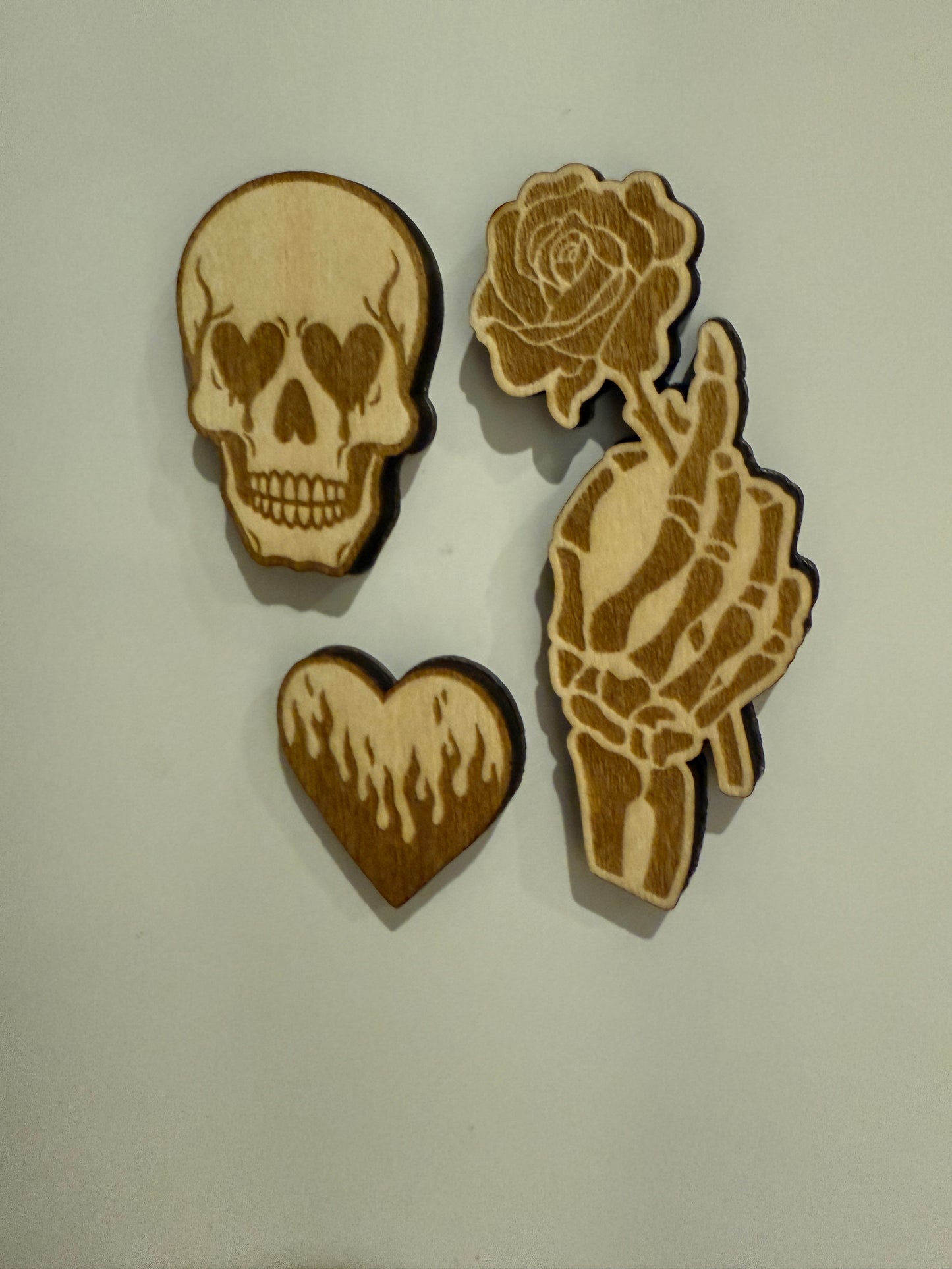 Gothic Heart Magnet Set | Skull, Rose, Spooky Valentine's