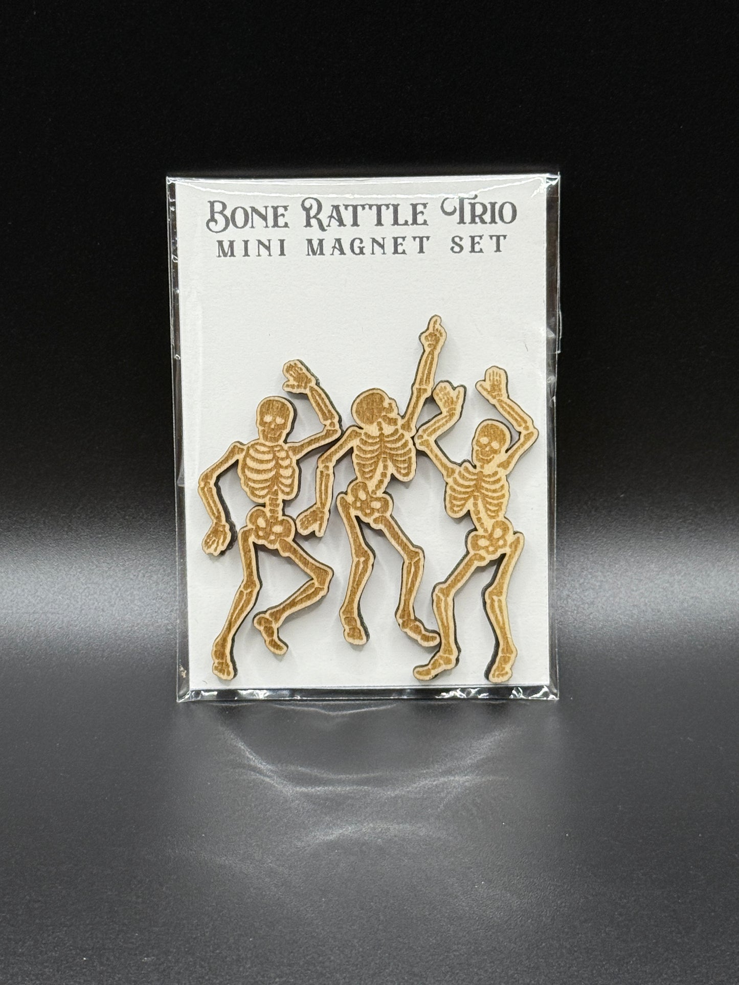Dancing Skeleton Magnet Set | Laser Cut Wood, Spooky Gothic Decor