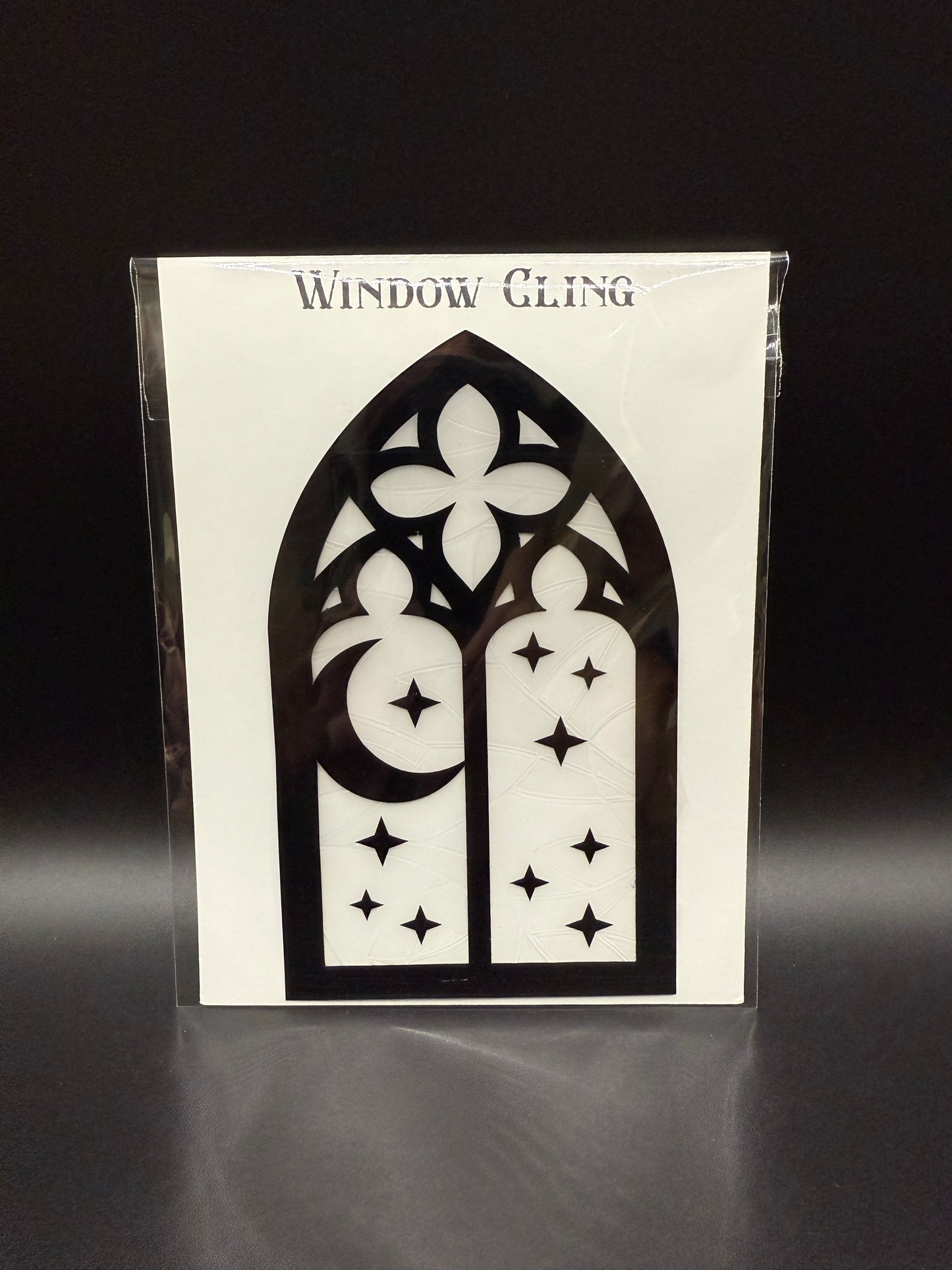 Gothic Moon Cathedral Window Cling | Rainbow Sun Catcher | Witchy Window Decor