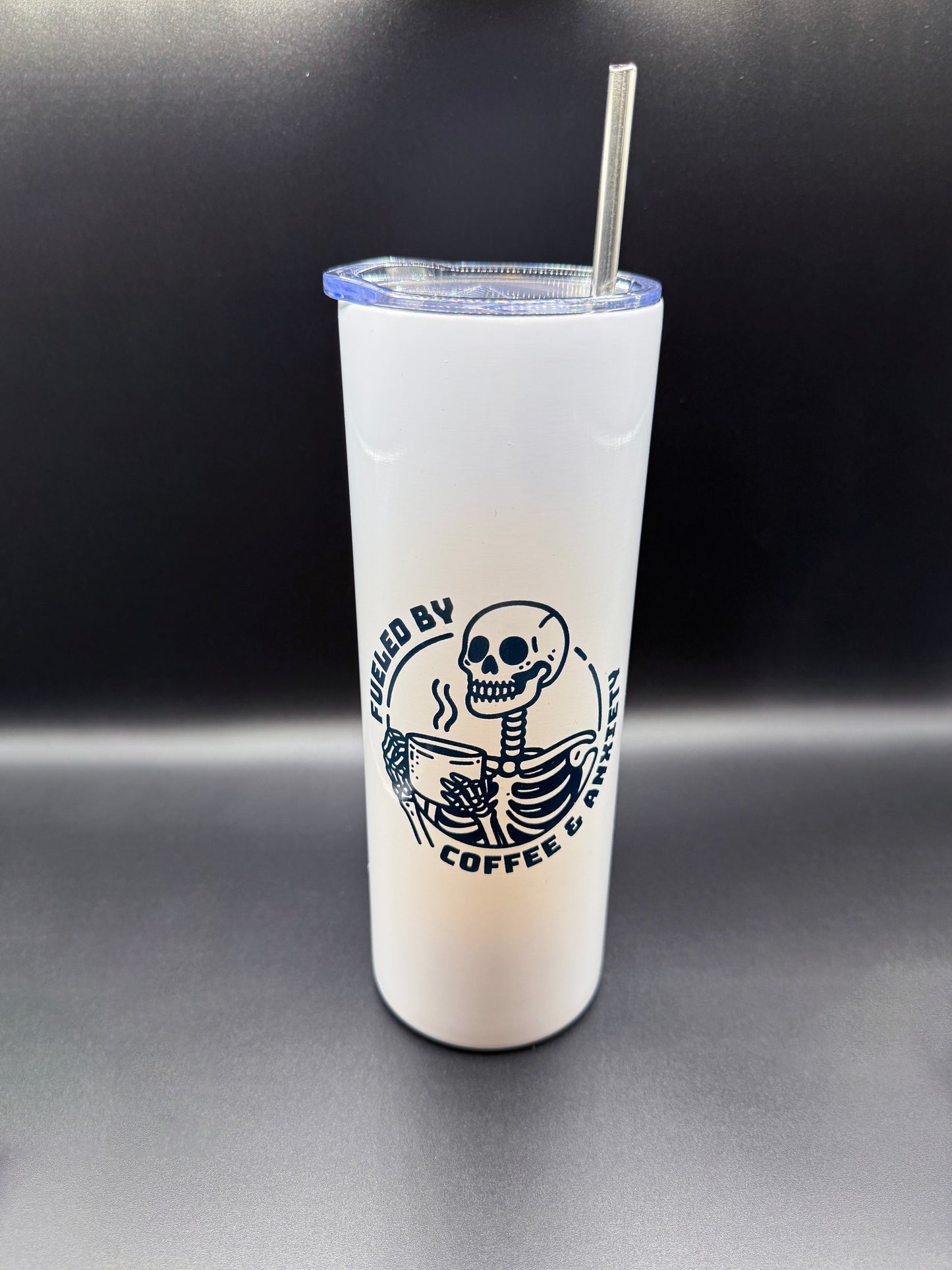 Dark Humor 20oz Stainless Steel Tumbler – Sarcastic Goth Skeleton & Spooky Designs