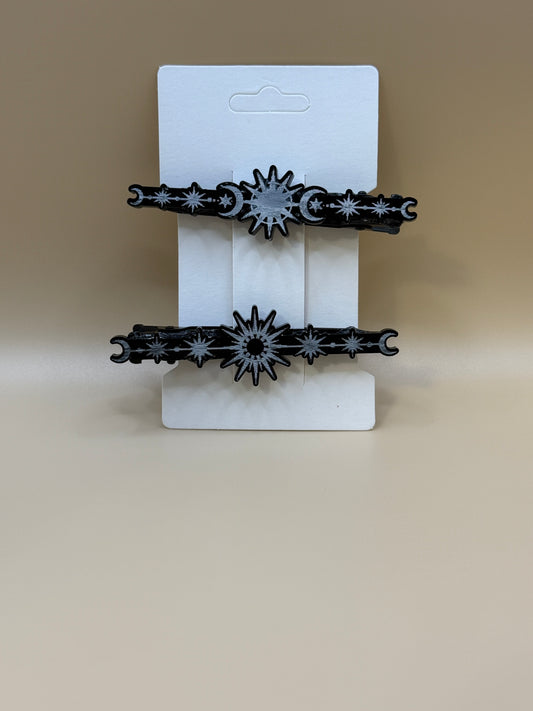 Celestial Hair Clip Set | Moon & Stars Hair Barrettes | Witchy Hair Accessories | Gothic Hair Clips