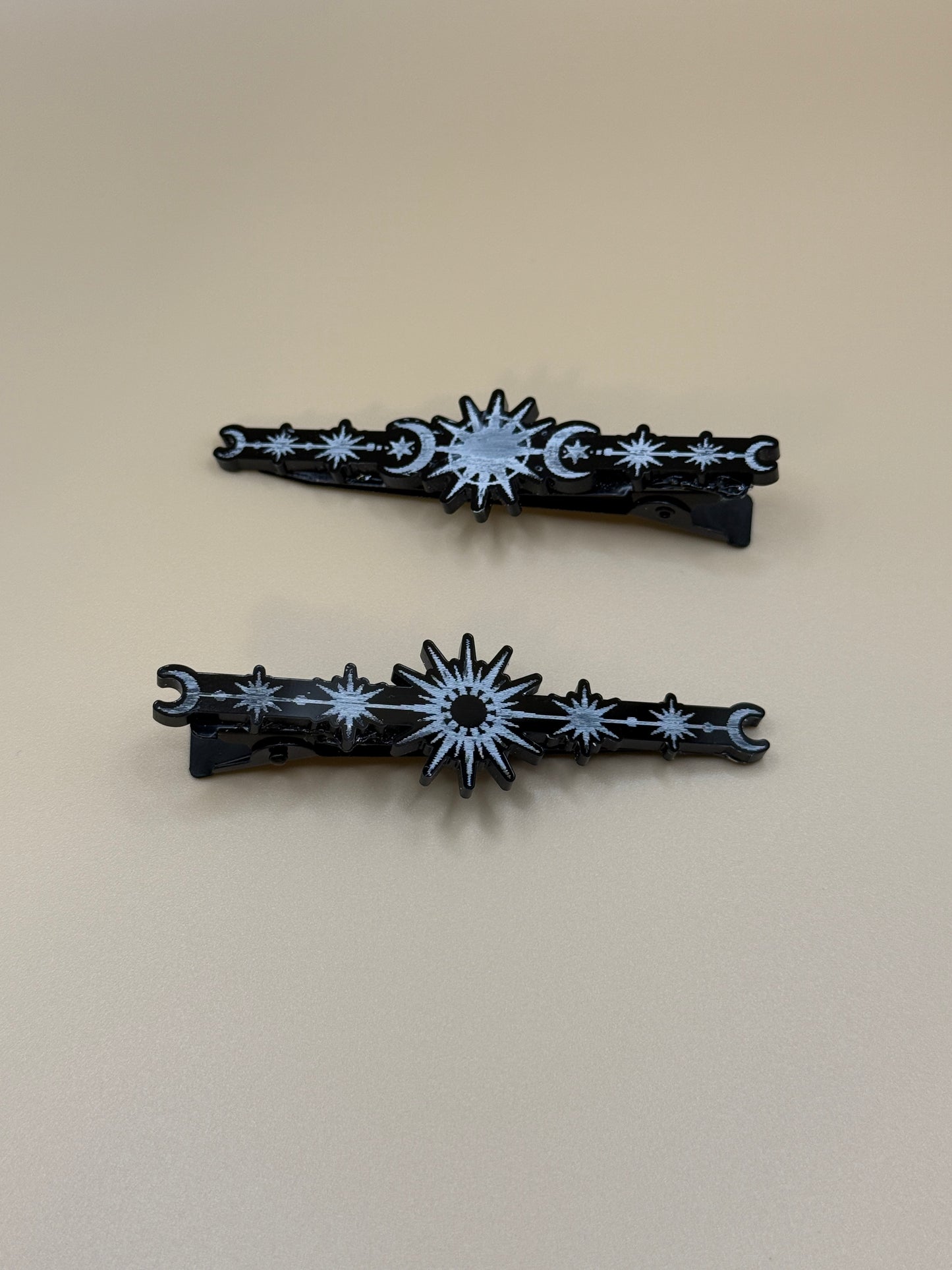 Celestial Hair Clip Set | Moon & Stars Hair Barrettes | Witchy Hair Accessories | Gothic Hair Clips