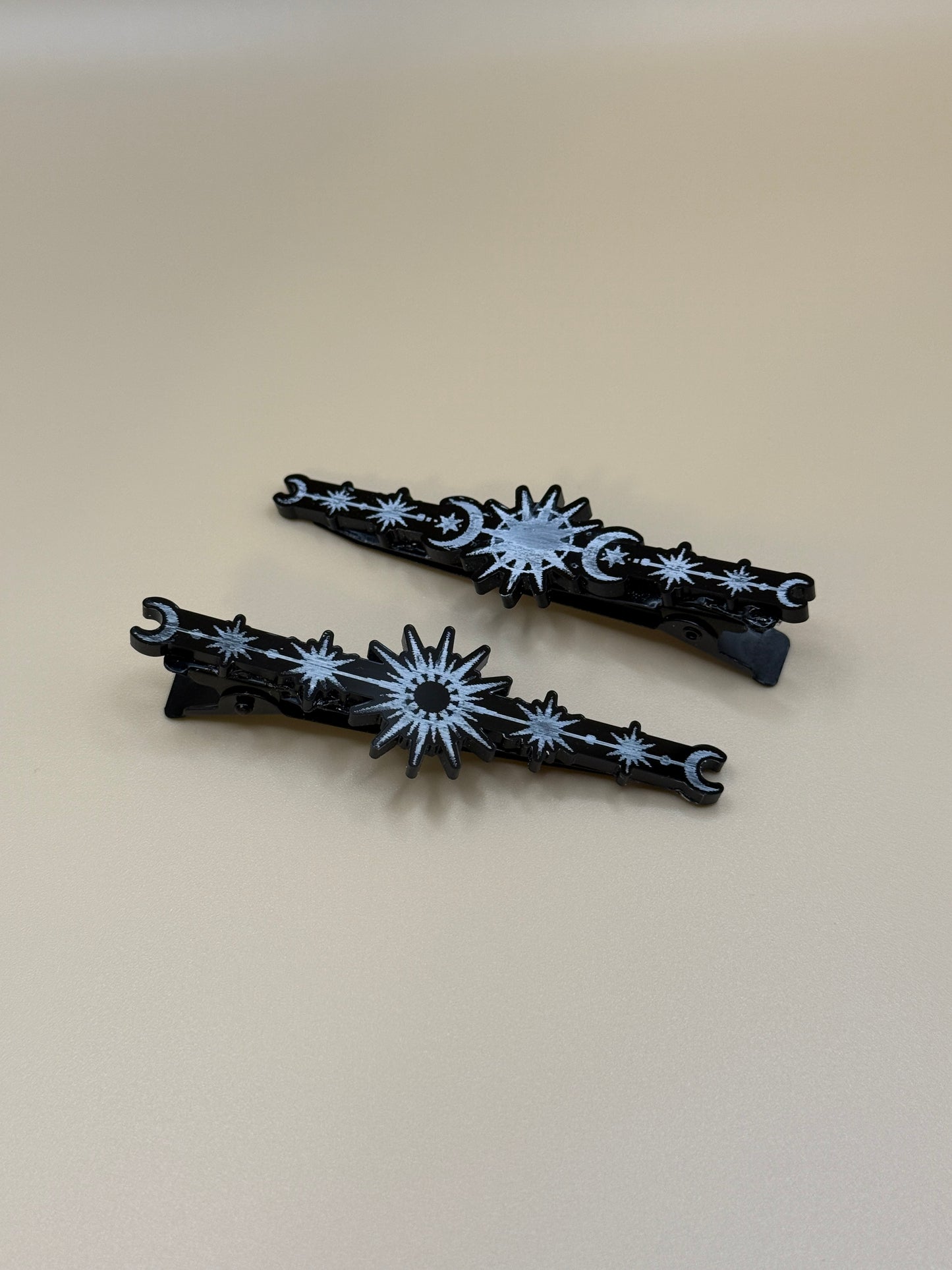 Celestial Hair Clip Set | Moon & Stars Hair Barrettes | Witchy Hair Accessories | Gothic Hair Clips