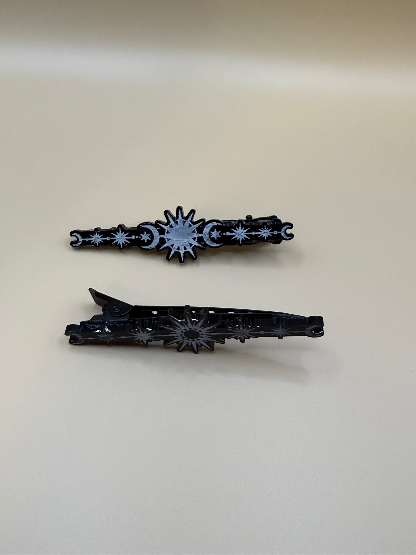 Celestial Hair Clip Set | Moon & Stars Hair Barrettes | Witchy Hair Accessories | Gothic Hair Clips
