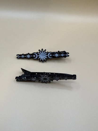 Celestial Hair Clip Set | Moon & Stars Hair Barrettes | Witchy Hair Accessories | Gothic Hair Clips
