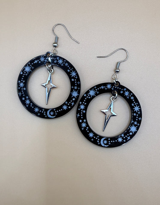 Celestial Earrings | Double-Sided Moon & Star Acrylic Dangles